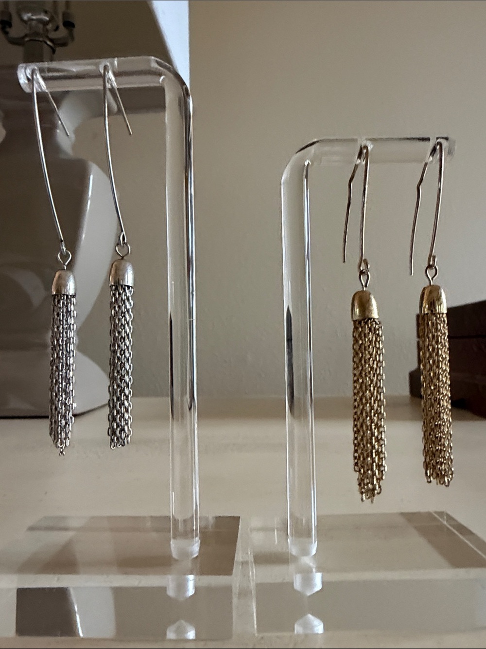 Gold and Silver Tassel Drop Earrings - Women Jewelry